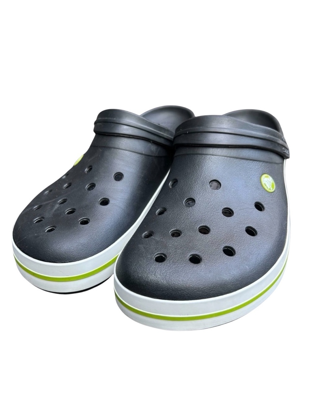 Crocs Crocband™ Clog Dark Blue with lime green stripe, men’s size 12